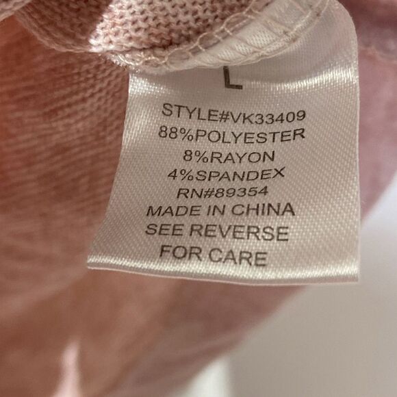 Adrienne Vittadini Women's Pink Keyhole Beaded Pullover Blouse Size Large - Picture 10 of 10